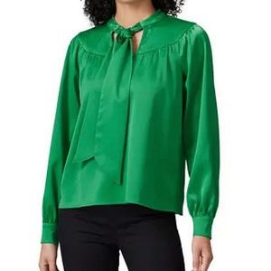 Green satin blouse